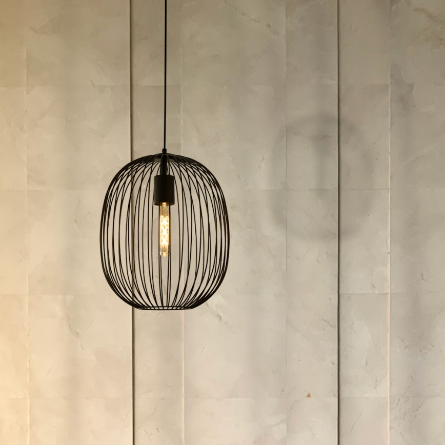 Pakaramā lustra uz vada OVELLA 1xE27/15W/230V Ø 34 cm melna