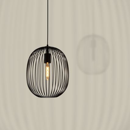 Pakaramā lustra uz vada OVELLA 1xE27/15W/230V Ø 34 cm melna