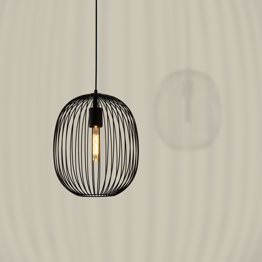 Pakaramā lustra uz vada OVELLA 1xE27/15W/230V Ø 34 cm melna