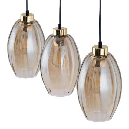 Pakaramā lustra uz vada SEBO 3xE27/15W/230V melna/dūmakaina bēša