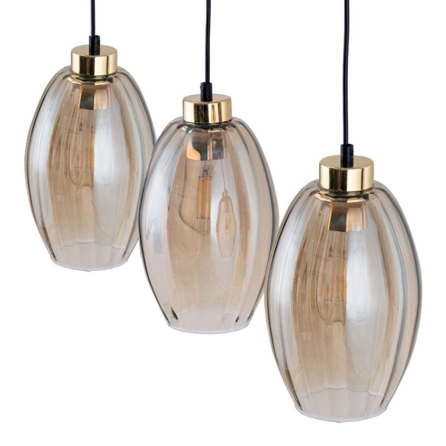 Pakaramā lustra uz vada SEBO 3xE27/15W/230V melna/dūmakaina bēša