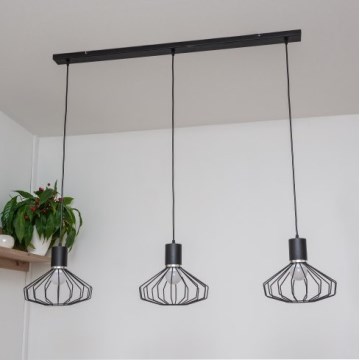 Pakaramā lustra uz vada SOLANO 3xE27/15W/230V melna/spīdīgs hroms