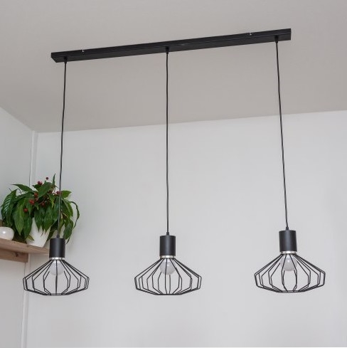 Pakaramā lustra uz vada SOLANO 3xE27/15W/230V melna/spīdīgs hroms
