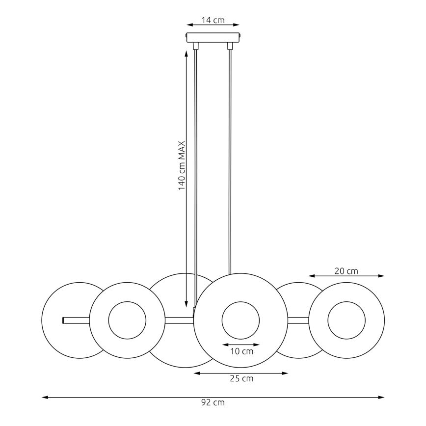 Pakaramā lustra uz vada UMBRA 6xG9/8W/230V, melna