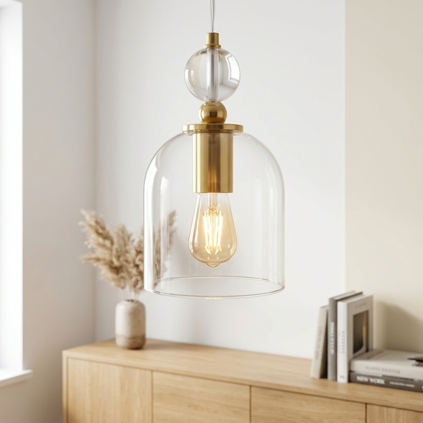 Pakaramā lustra uz vada VELARE 1xE27/15W/230V zeltaina/caurspīdīga