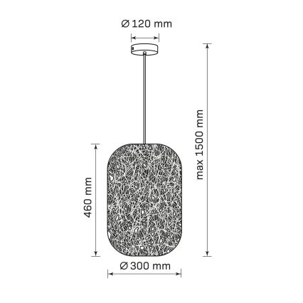 Pakaramā lustra uz vadiņa ELLEN 1xE27/20W/230V, Ø 30 cm, antracīts