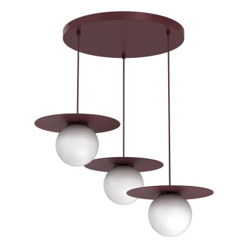 Pakaramā lustra uz vadiņa FLAT 3xE27/15W/230V, burgundijas krāsa