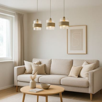 Pakaramā lustra VALENTINO 3xE27/15W/230V bēša/caurspīdīga