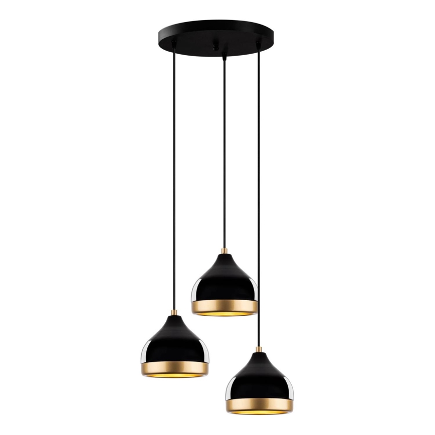 Pakaramā lustra YILDO 3xE27/40W/230V melna/zelta