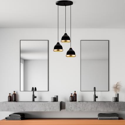Pakaramā lustra YILDO 3xE27/40W/230V melna/zelta