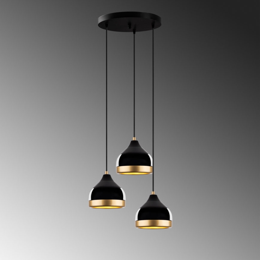 Pakaramā lustra YILDO 3xE27/40W/230V melna/zelta