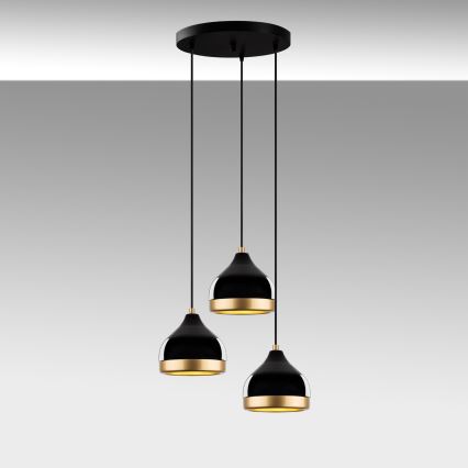 Pakaramā lustra YILDO 3xE27/40W/230V melna/zelta