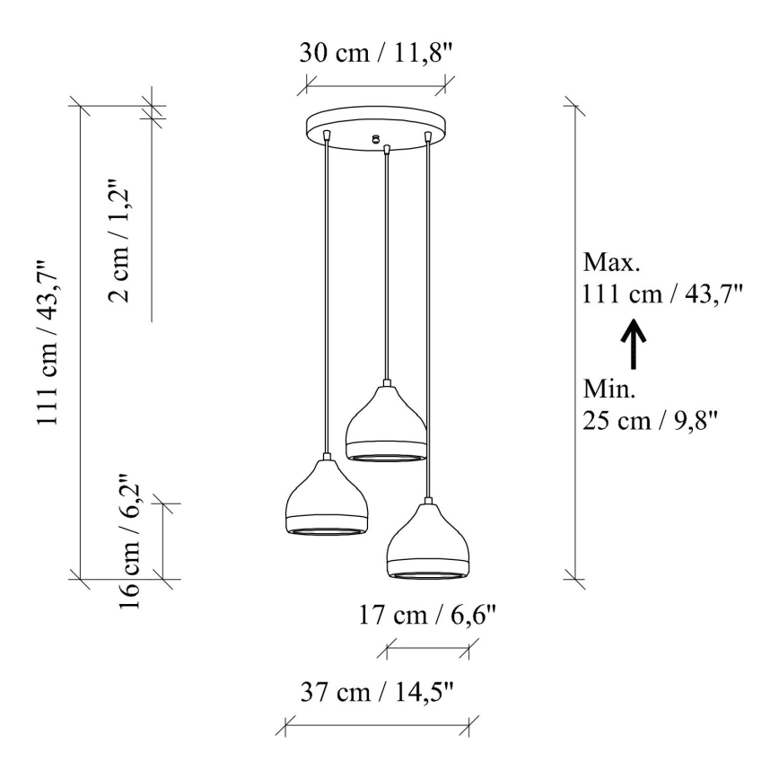 Pakaramā lustra YILDO 3xE27/40W/230V melna/zelta