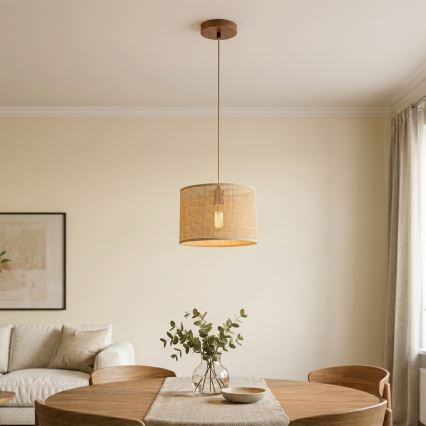 Pakaramais gaismeklis AIDA ar vadu 1×E27/15W/230V Ø25 cm ozols/rafija