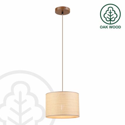 Pakaramais gaismeklis AIDA ar vadu 1×E27/15W/230V Ø25 cm ozols/rafija