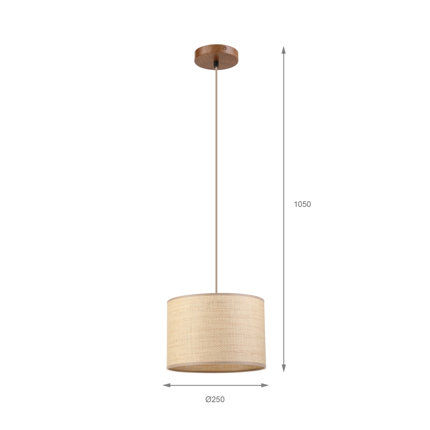 Pakaramais gaismeklis AIDA ar vadu 1×E27/15W/230V Ø25 cm ozols/rafija