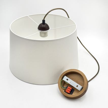 Pakaramais gaismeklis AIDA uz vada 1xE27/60W/230V Ø35 cm ozols/brūns/balts