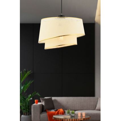 Pakaramais gaismeklis ar kabeli BARETTE 1xE27/60W/230V krēmkrāsains/zeltains