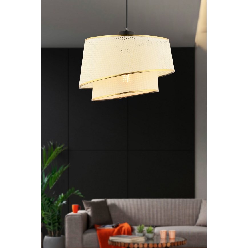 Pakaramais gaismeklis ar kabeli BARETTE 1xE27/60W/230V krēmkrāsains/zeltains