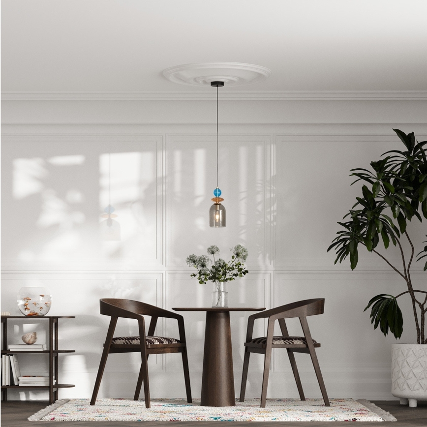 Pakaramais gaismeklis ar kabeli TROPEA 1xE27/15W/230V melns/dūmakaini zils/bēšs