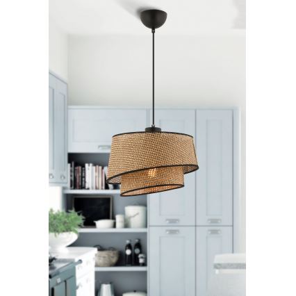 Pakaramais gaismeklis ar vadu BARETTE 1xE27/60W/230V brūns/melns