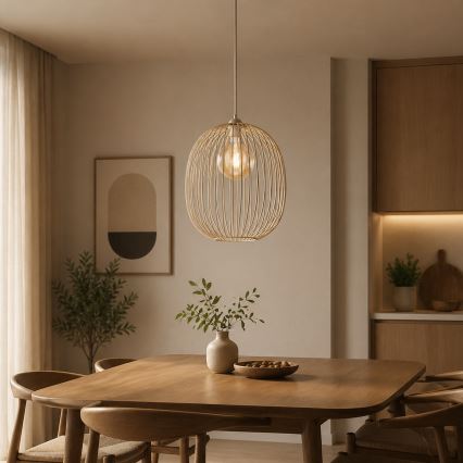 Pakaramais gaismeklis ar vadu DESTELLO 1xE27/15W/230V Ø 33 cm, bēšs