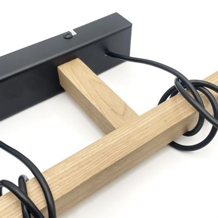 Pakaramais gaismeklis ar vadu LEANDRA 3xE27/15W/230V ozols/melns