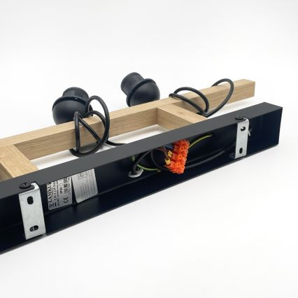 Pakaramais gaismeklis ar vadu LEANDRA 3xE27/15W/230V ozols/melns