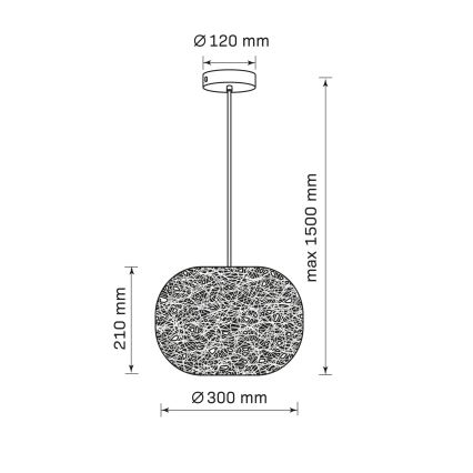 Pakaramais gaismeklis CLEA uz vada 1xE27/20W/230V Ø 30 cm antracīts