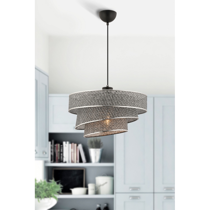 Pakaramais gaismeklis COUPER uz kabeļa 1xE27/60W/230V, pelēks/spīdīgs hroms