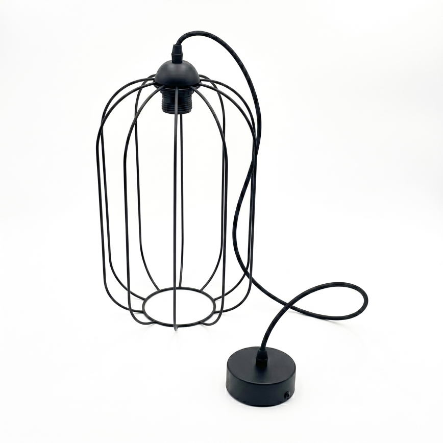 Pakaramais gaismeklis DESTELLO ar kabeli 1xE27/15W/230V Ø 21 cm melns