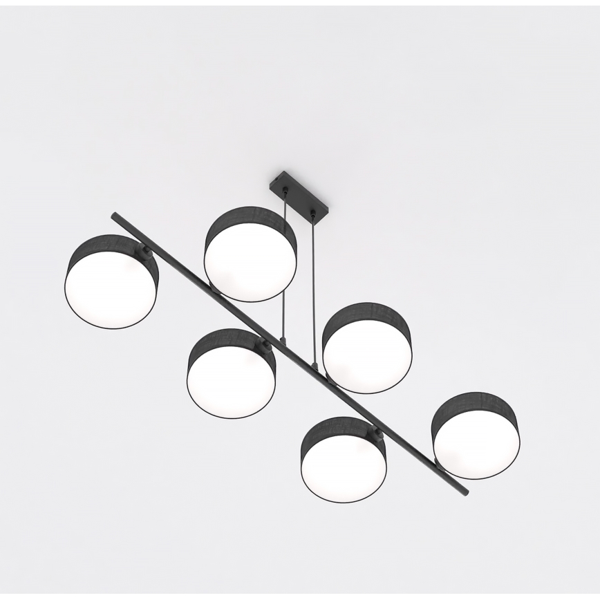 Pakaramais gaismeklis DRUMZ ar kabeli 6xE14/10W/230V, melns