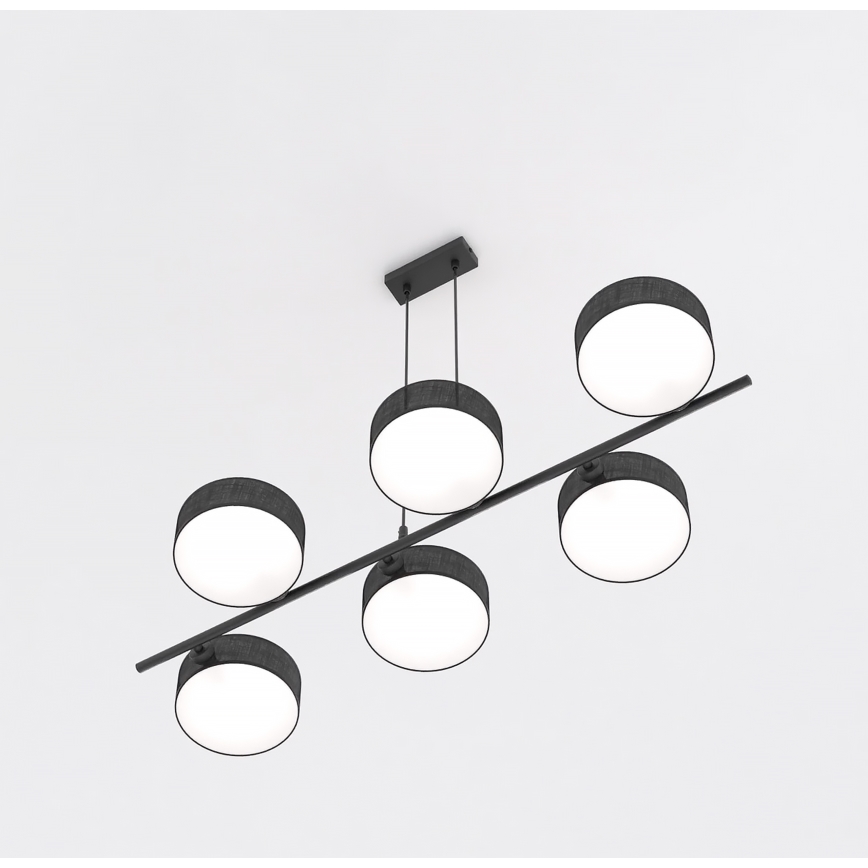 Pakaramais gaismeklis DRUMZ ar kabeli 6xE14/10W/230V, melns