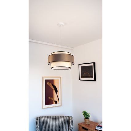 Pakaramais gaismeklis GRACE uz vada 1xE27/60W/230V Ø 40 cm krēmkrāsains/pelēks