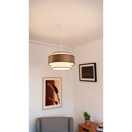 Pakaramais gaismeklis GRACE uz vada 1xE27/60W/230V Ø 40 cm krēmkrāsains/pelēks
