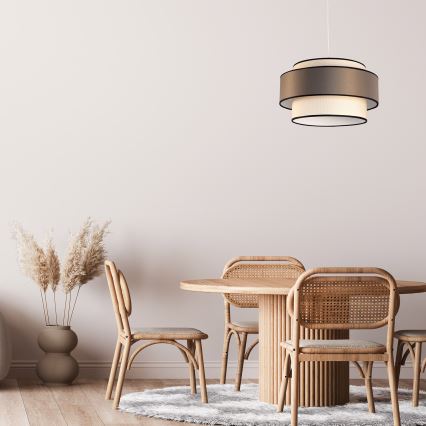 Pakaramais gaismeklis GRACE uz vada 1xE27/60W/230V Ø 40 cm krēmkrāsains/pelēks