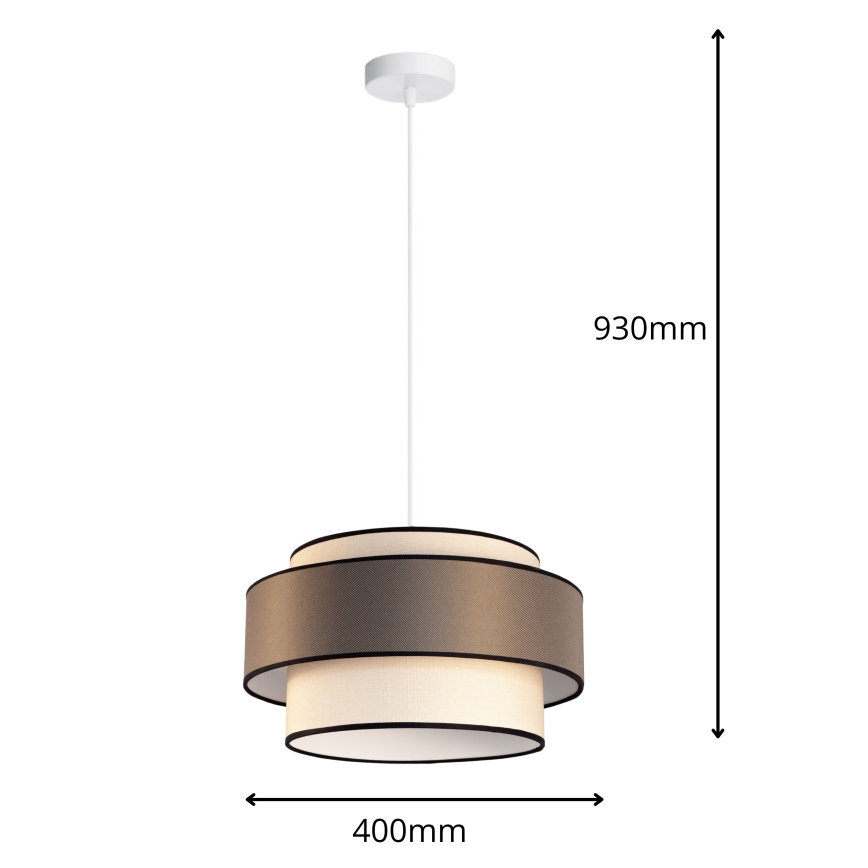 Pakaramais gaismeklis GRACE uz vada 1xE27/60W/230V Ø 40 cm krēmkrāsains/pelēks