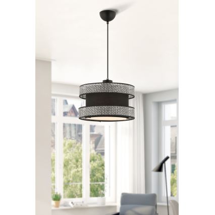 Pakaramais gaismeklis HALO uz kabeļa 1xE27/60W/230V melns/pelēks