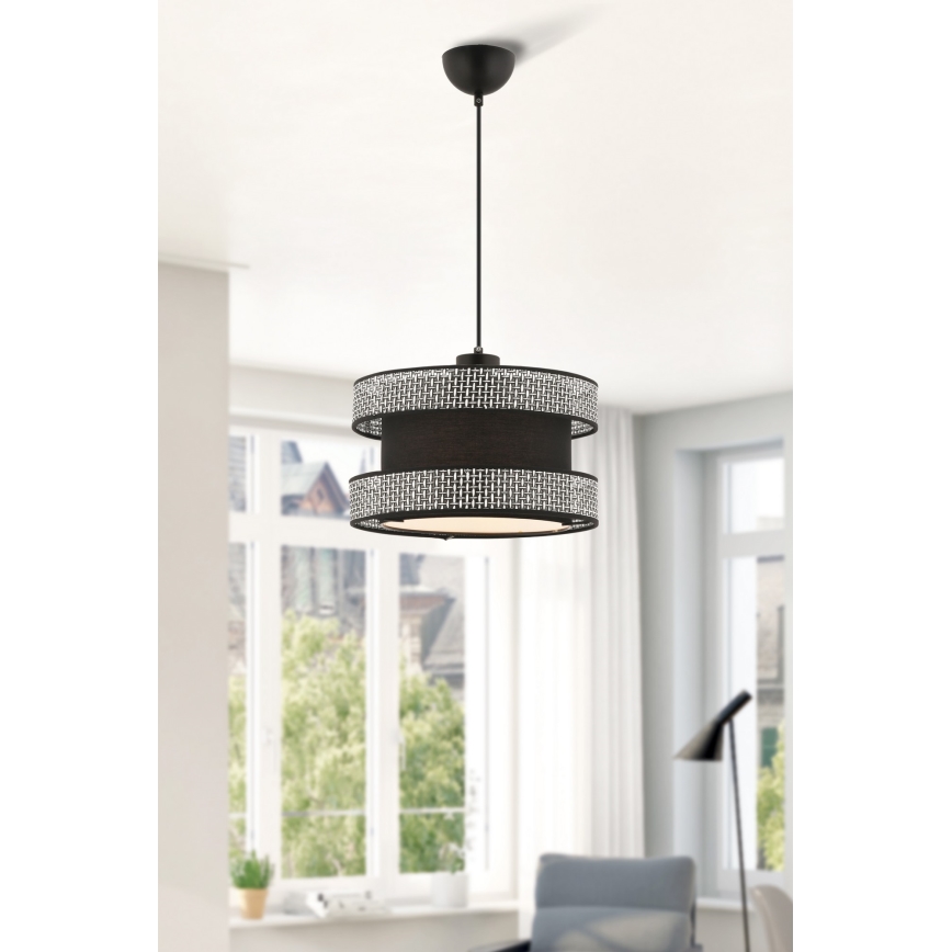 Pakaramais gaismeklis HALO uz kabeļa 1xE27/60W/230V melns/pelēks