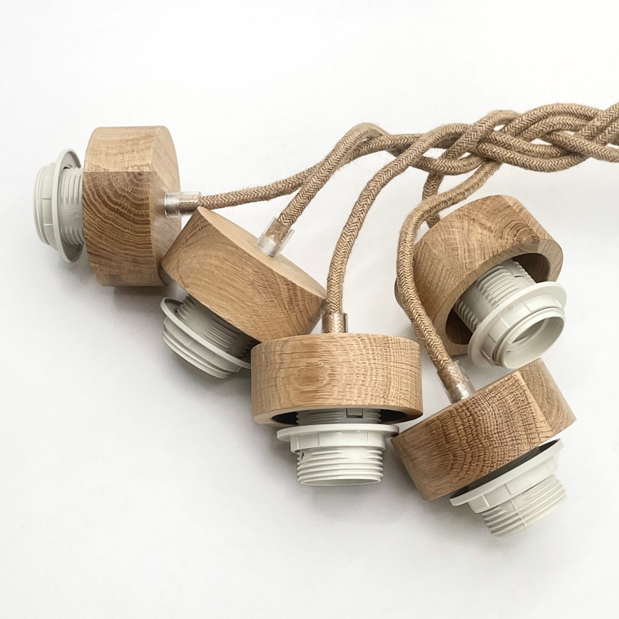 Pakaramais gaismeklis LOOMIS uz vada, 5xE27/15W/230V, 130 cm, bēšs/ozols