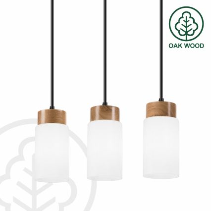 Pakaramais gaismeklis MARKUS ar vadu 3xE27/15W/230V melns/ozols