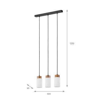 Pakaramais gaismeklis MARKUS ar vadu 3xE27/15W/230V melns/ozols