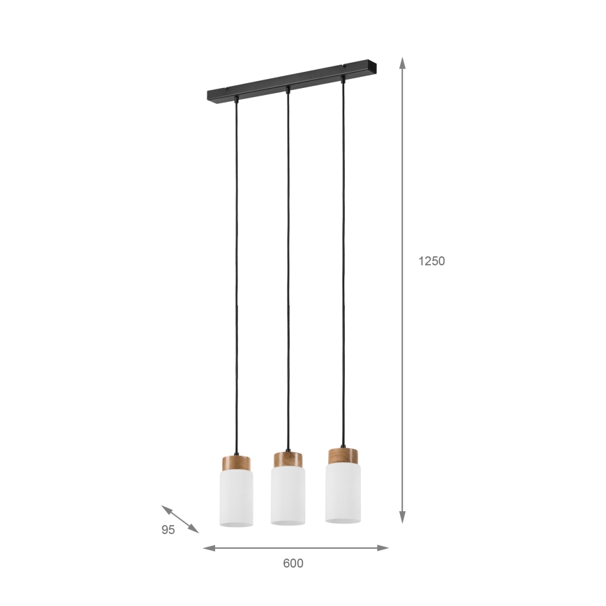 Pakaramais gaismeklis MARKUS ar vadu 3xE27/15W/230V melns/ozols