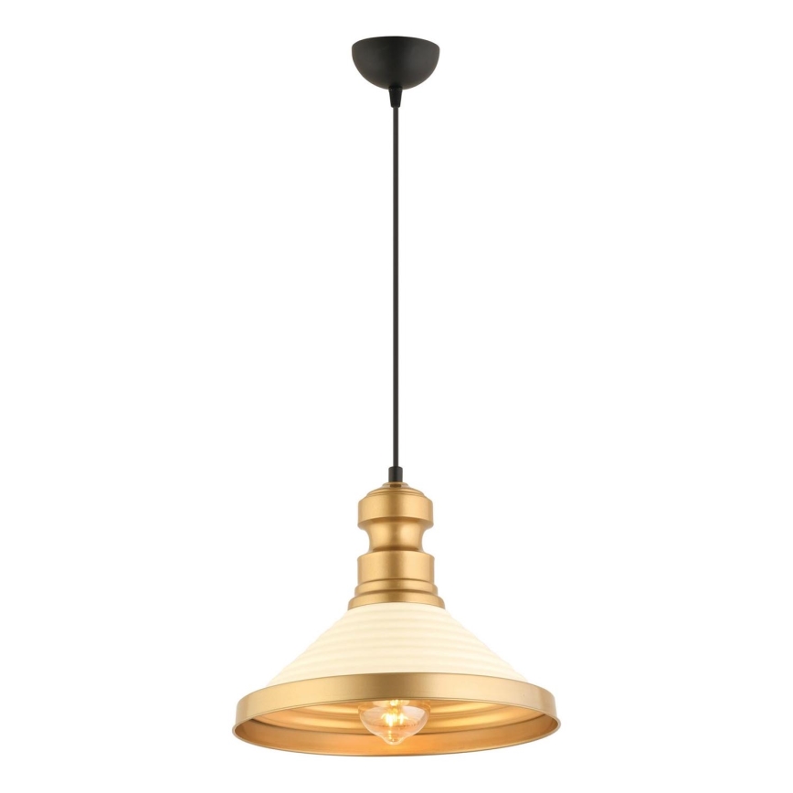 Pakaramais gaismeklis MONZA ar vadu 1xE27/40W/230V Ø 30 cm krēmkrāsains/zelta