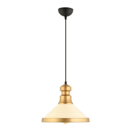Pakaramais gaismeklis MONZA ar vadu 1xE27/40W/230V Ø 30 cm krēmkrāsains/zelta