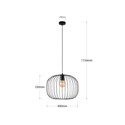 Pakaramais gaismeklis OVELLA 1xE27/15W/230V Ø 46 cm melns