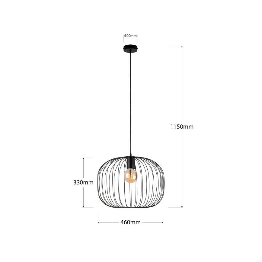 Pakaramais gaismeklis OVELLA 1xE27/15W/230V Ø 46 cm melns