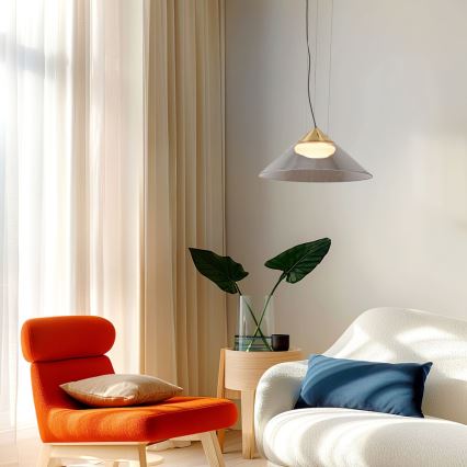 Pakaramais gaismeklis PRESTO uz vada 1xGX53/10W/230V Ø 34 cm zeltains/dūmakaini pelēks