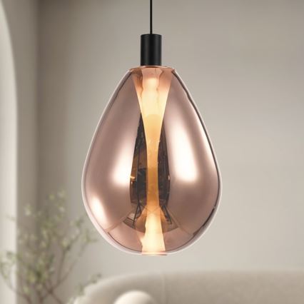 Pakaramais gaismeklis uz kabeļa DENSO 1xGU10/10W/230V, Ø 30 cm, vara/melna