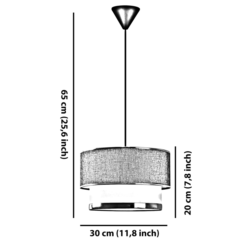 Pakaramais gaismeklis uz kabeļa ECHO 1xE27/60W/230V melns/krēmkrāsains